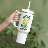 Life Is Better On The Court Tumbler With Handle Tennis Lover Gift - Wonder Print Shop