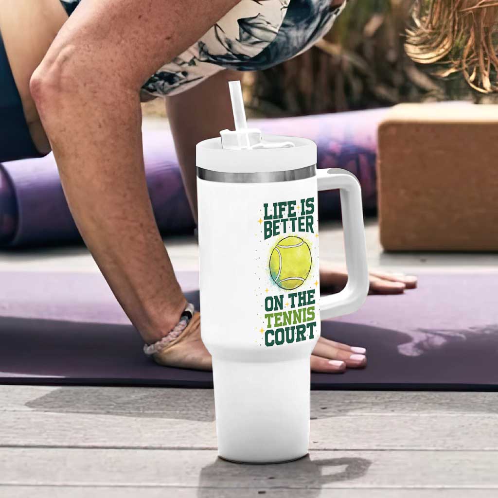 Life Is Better On The Court Tumbler With Handle Tennis Lover Gift - Wonder Print Shop