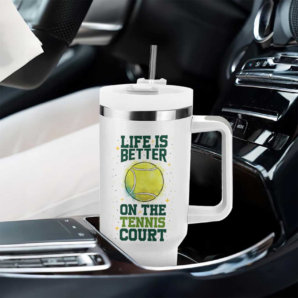 Life Is Better On The Court Tumbler With Handle Tennis Lover Gift - Wonder Print Shop