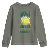Life Is Better On The Court Youth Sweatshirt Tennis Lover Gift - Wonder Print Shop