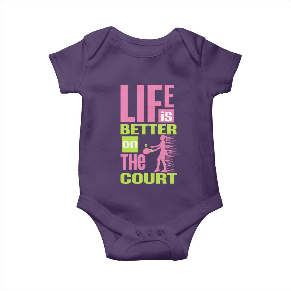 Life Is Better On The Court Baby Onesie Gift For Tennis Fan - Wonder Print Shop