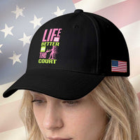 Life Is Better On The Court Baseball Cap Gift For Tennis Fan