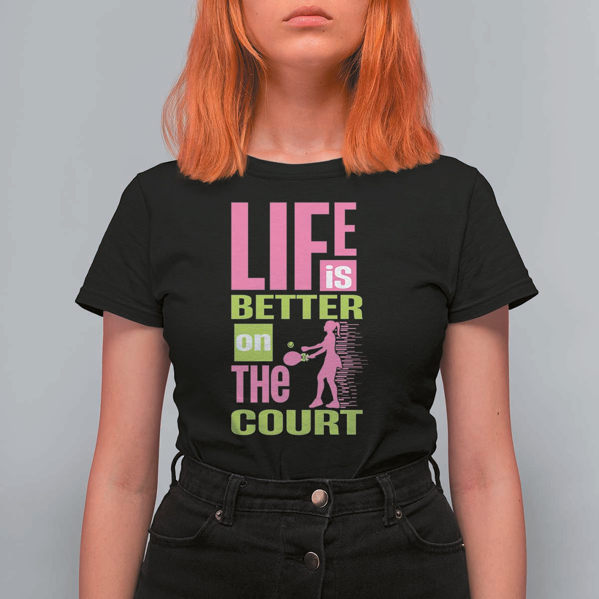 Life Is Better On The Court T Shirt For Women Gift For Tennis Fan - Wonder Print Shop
