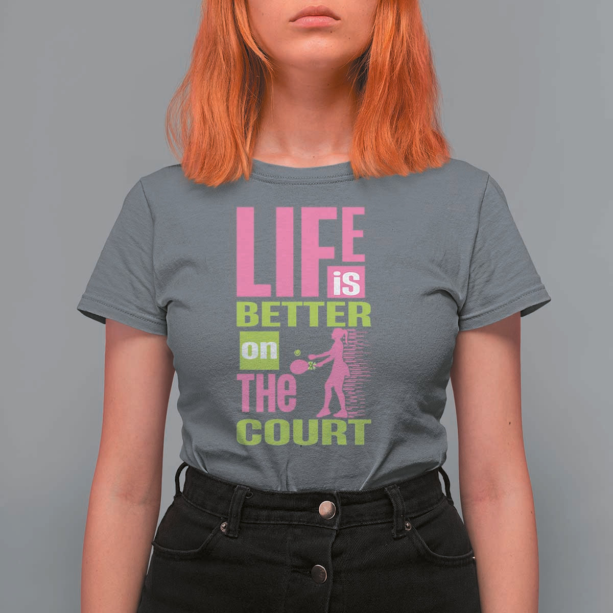Life Is Better On The Court T Shirt For Women Gift For Tennis Fan - Wonder Print Shop