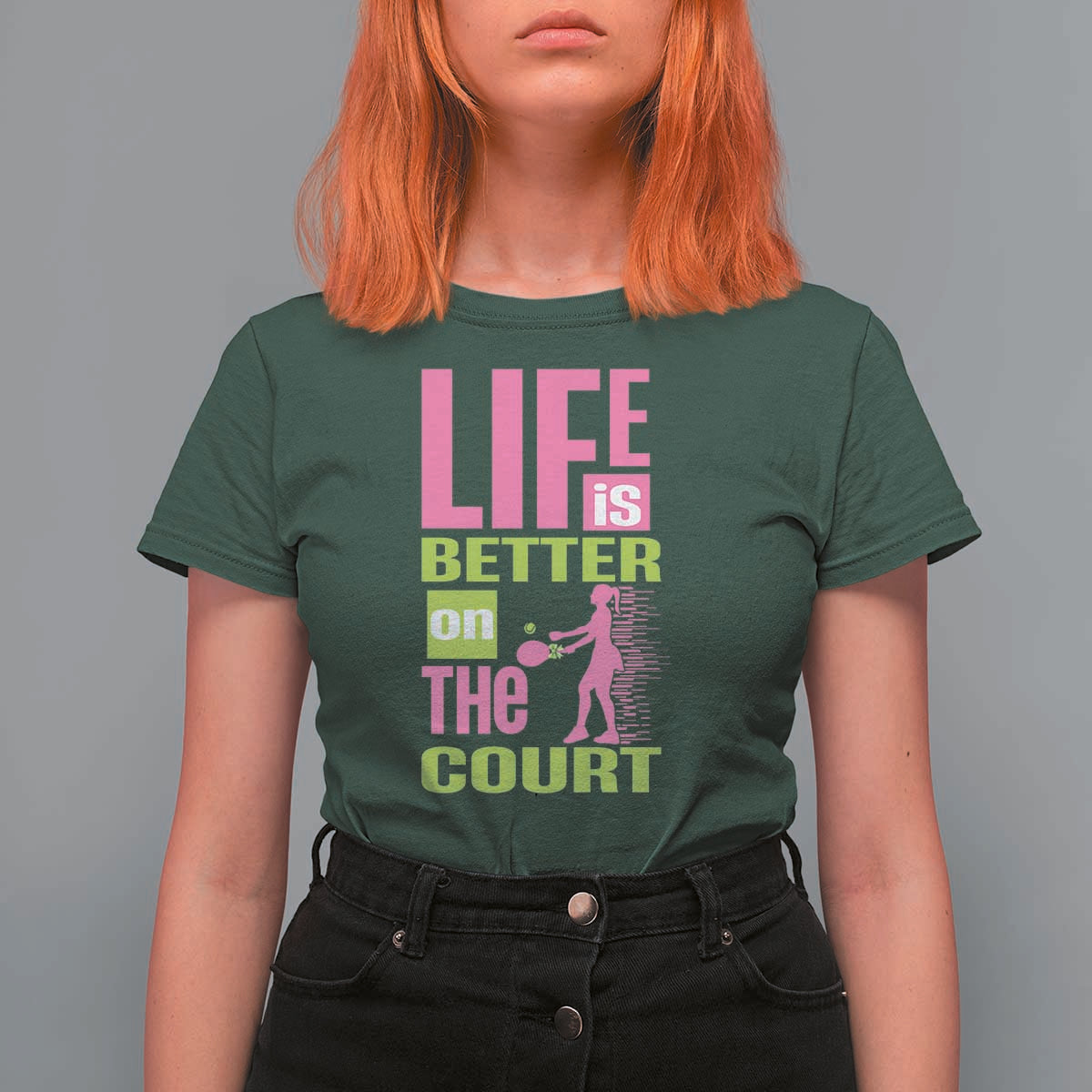 Life Is Better On The Court T Shirt For Women Gift For Tennis Fan - Wonder Print Shop