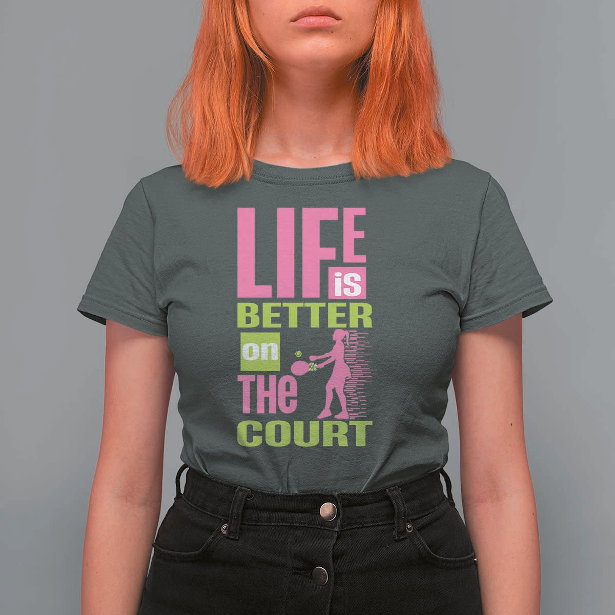 Life Is Better On The Court T Shirt For Women Gift For Tennis Fan - Wonder Print Shop