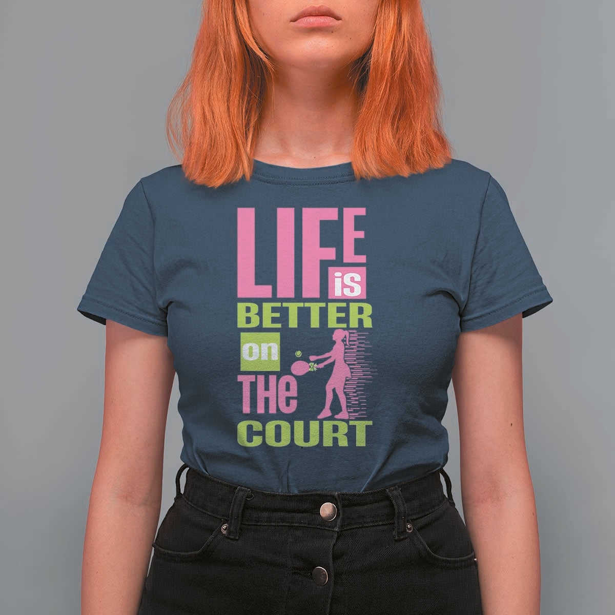 Life Is Better On The Court T Shirt For Women Gift For Tennis Fan - Wonder Print Shop