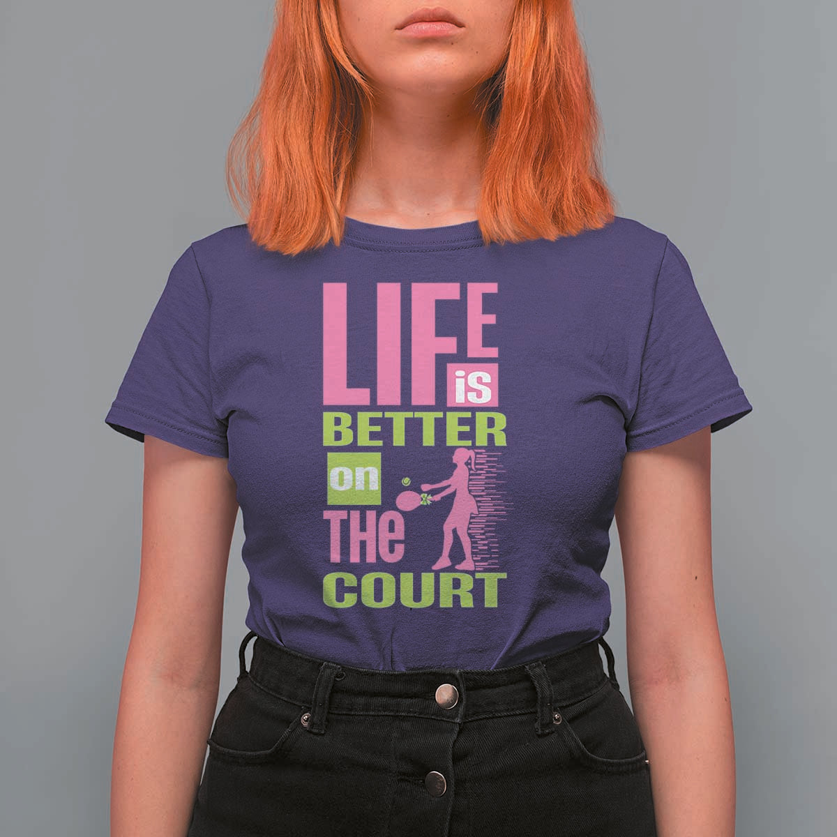 Life Is Better On The Court T Shirt For Women Gift For Tennis Fan - Wonder Print Shop