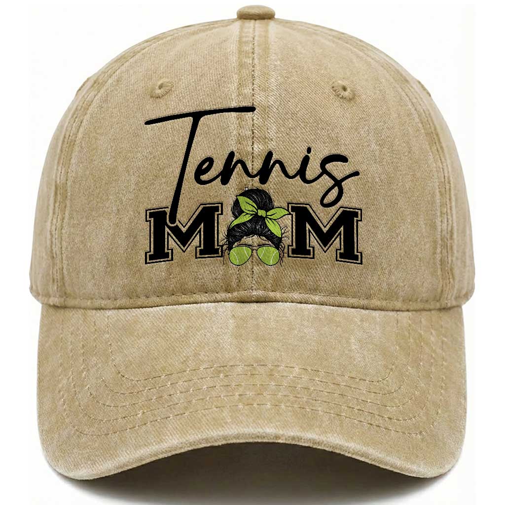 Funny Tennis Player Gift For Tennis Mom Washed Cotton Baseball Cap