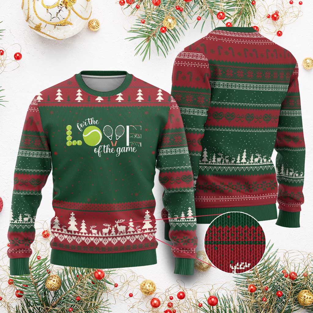 For The Love Of The Game Ugly Christmas Sweater Funny Tennis Fan Gift - Wonder Print Shop