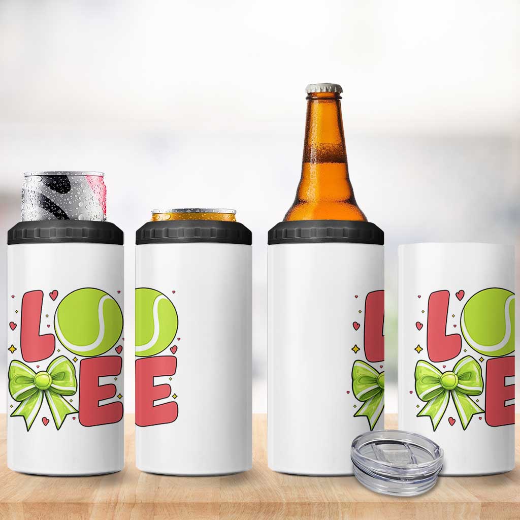 Love With A Tennis Ball 4 in 1 Can Cooler Tumbler Valentines Day Gift - Wonder Print Shop