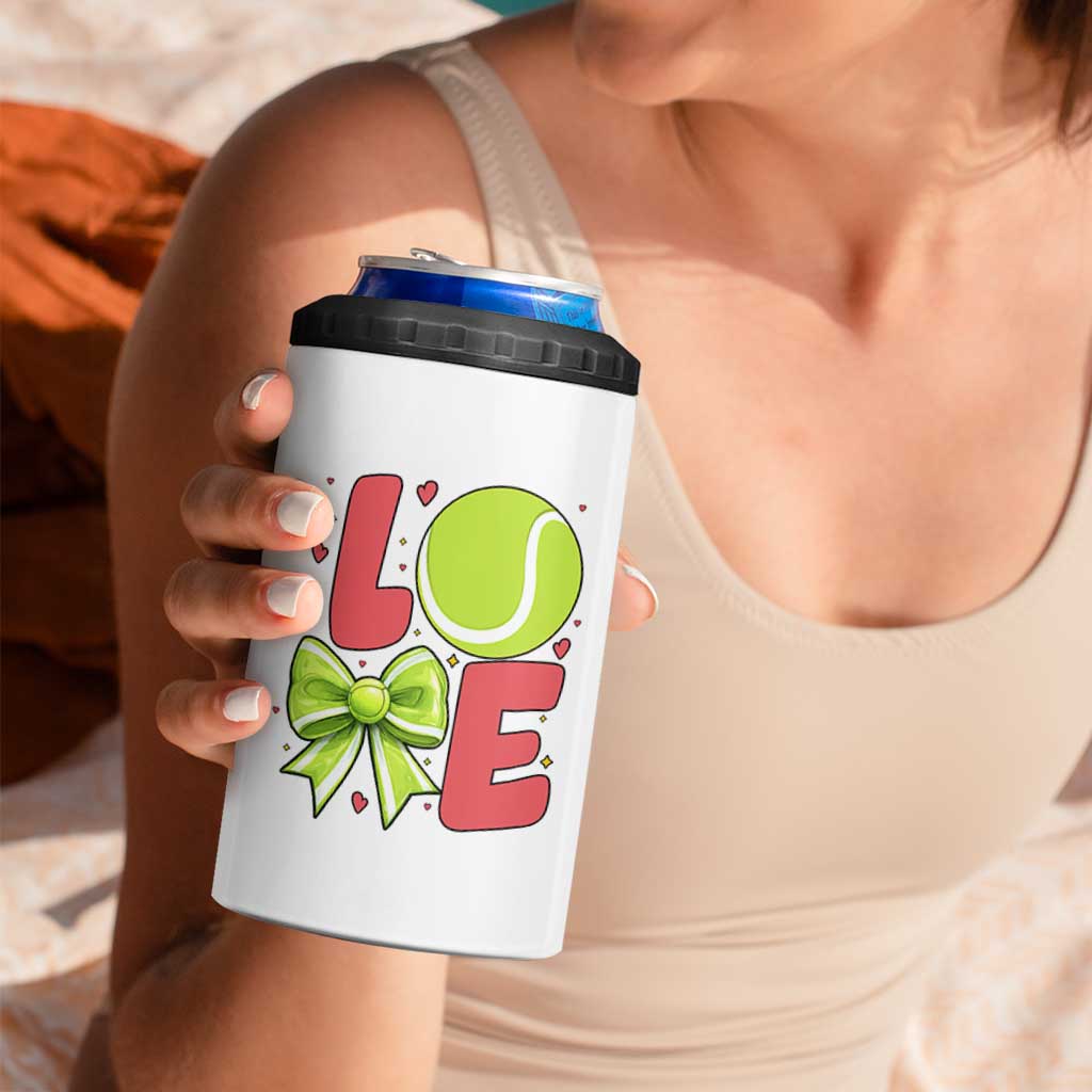 Love With A Tennis Ball 4 in 1 Can Cooler Tumbler Valentines Day Gift - Wonder Print Shop