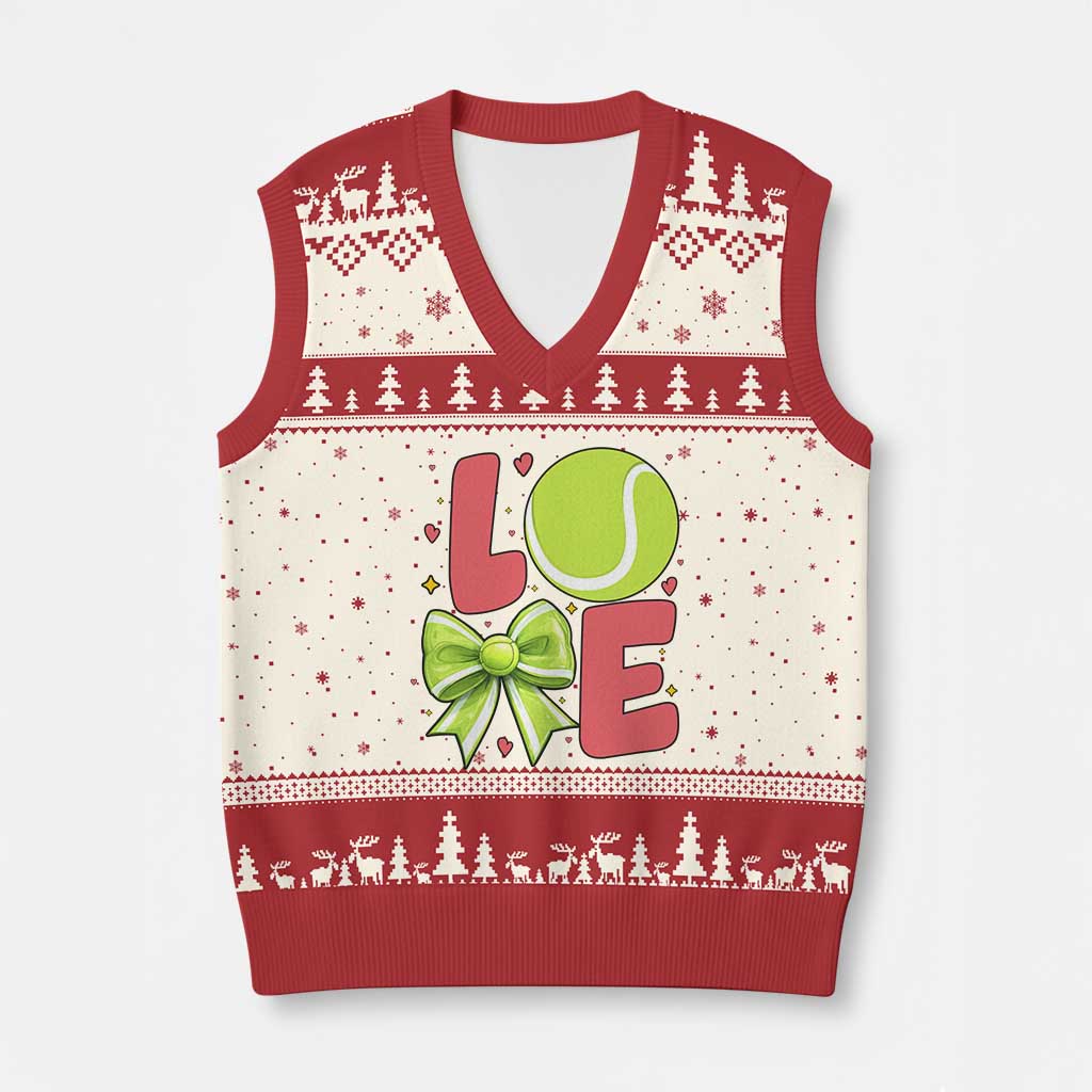 Love With A Tennis Ball V-Neck Knit Sweater Vest Valentines Day Gift - Wonder Print Shop