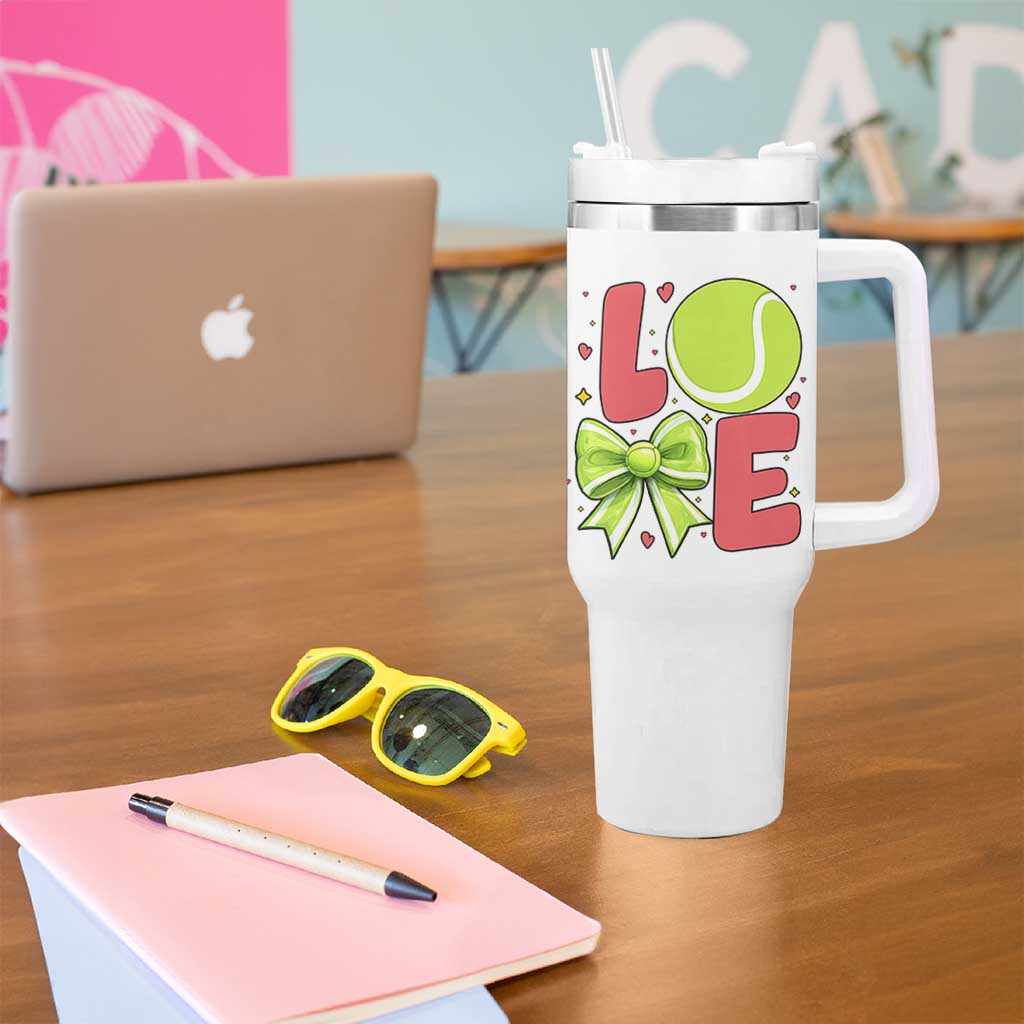 Love With A Tennis Ball Tumbler With Handle Valentines Day Gift - Wonder Print Shop
