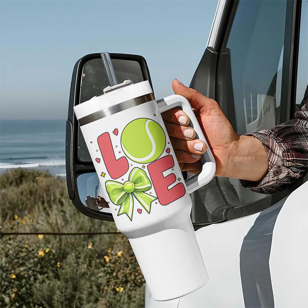 Love With A Tennis Ball Tumbler With Handle Valentines Day Gift - Wonder Print Shop