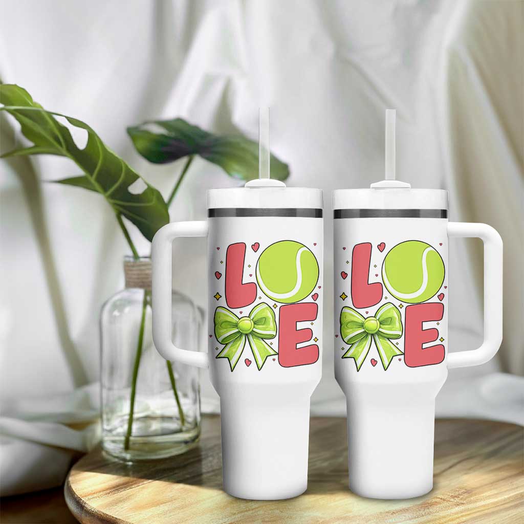 Love With A Tennis Ball Tumbler With Handle Valentines Day Gift - Wonder Print Shop