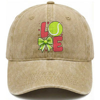 Love With A Tennis Ball Washed Cotton Baseball Cap Valentines Day Gift