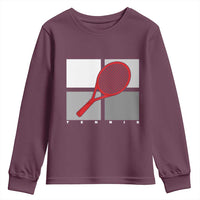 Tennis Obsession Youth Sweatshirt Vintage Sports Lover Gift - Wonder Print Shop
