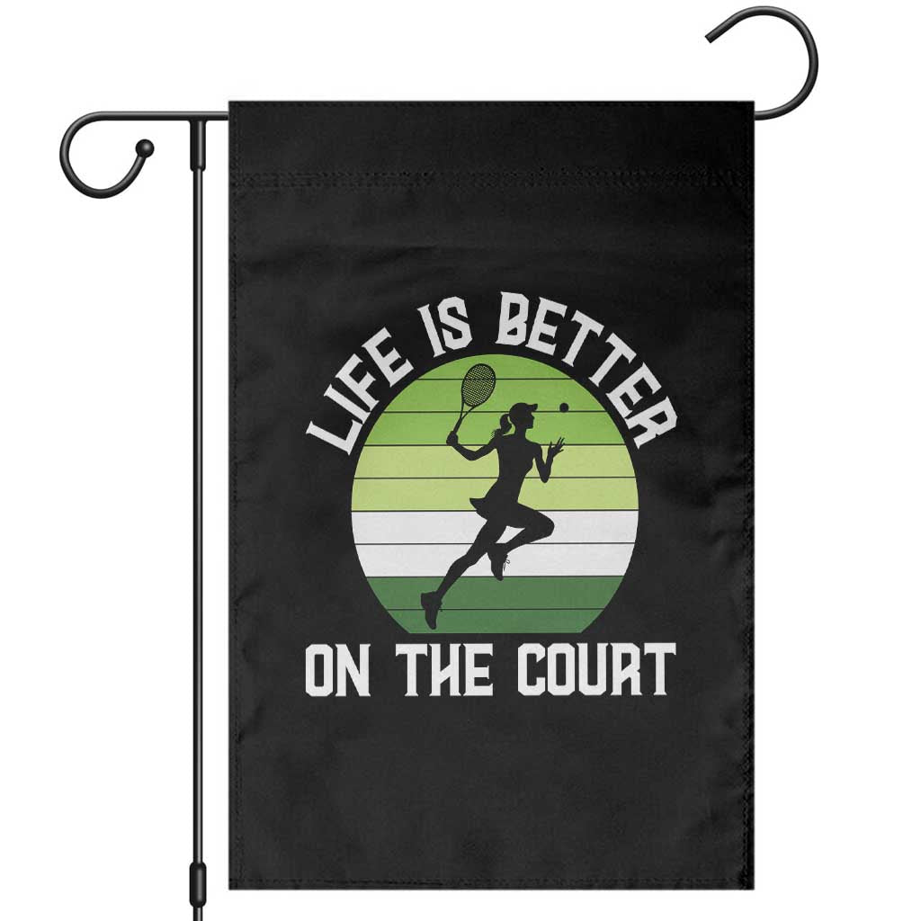Life Is Better On The Court Garden Flag Vintage Retro Tennis Girl Gift - Wonder Print Shop