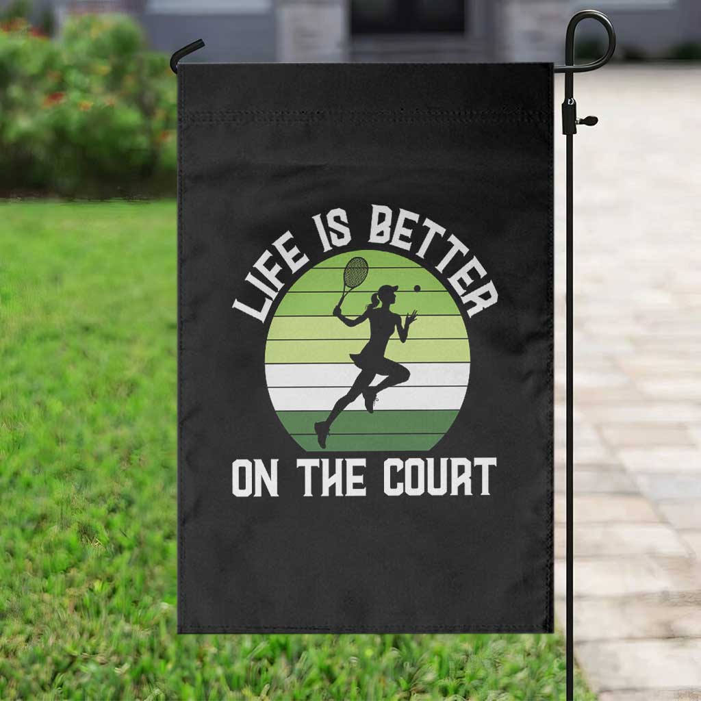 Life Is Better On The Court Garden Flag Vintage Retro Tennis Girl Gift - Wonder Print Shop
