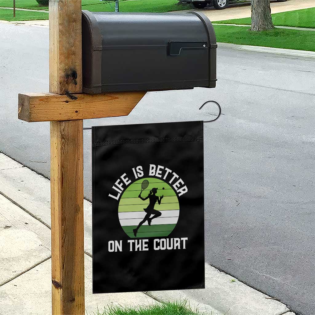 Life Is Better On The Court Garden Flag Vintage Retro Tennis Girl Gift - Wonder Print Shop