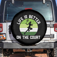 Life Is Better On The Court Spare Tire Cover Vintage Retro Tennis Girl Gift - Wonder Print Shop