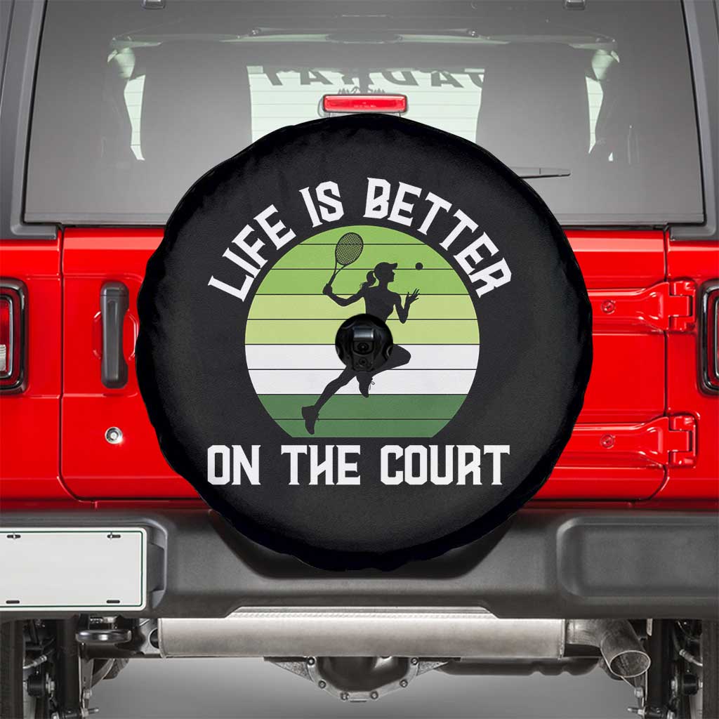 Life Is Better On The Court Spare Tire Cover Vintage Retro Tennis Girl Gift - Wonder Print Shop