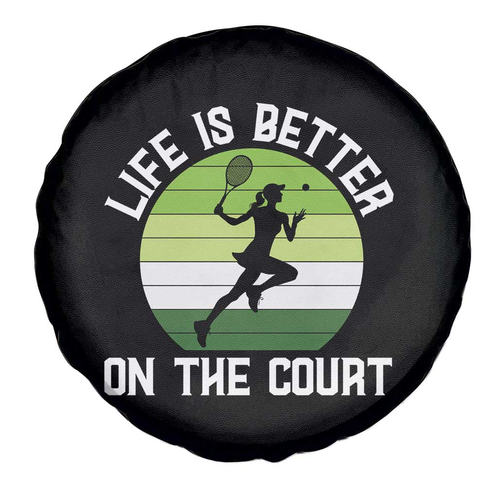 Life Is Better On The Court Spare Tire Cover Vintage Retro Tennis Girl Gift - Wonder Print Shop
