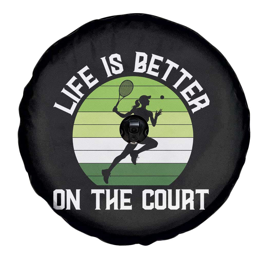 Life Is Better On The Court Spare Tire Cover Vintage Retro Tennis Girl Gift - Wonder Print Shop