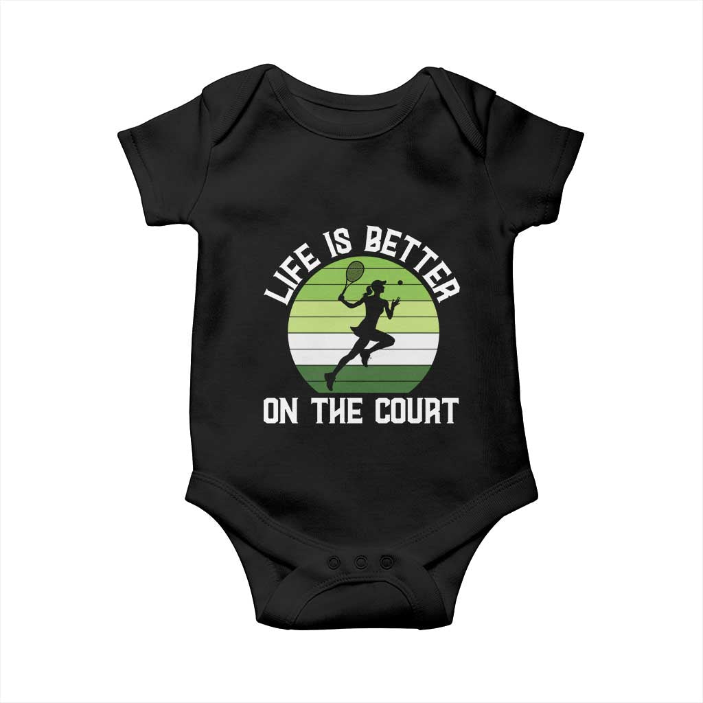 Life Is Better On The Court Baby Onesie Vintage Retro Tennis Girl Gift - Wonder Print Shop
