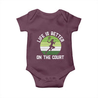 Life Is Better On The Court Baby Onesie Vintage Retro Tennis Girl Gift - Wonder Print Shop