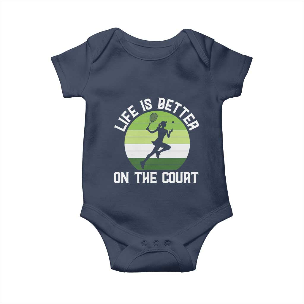 Life Is Better On The Court Baby Onesie Vintage Retro Tennis Girl Gift - Wonder Print Shop