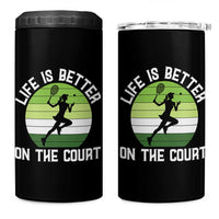 Life Is Better On The Court 4 in 1 Can Cooler Tumbler Vintage Retro Tennis Girl Gift - Wonder Print Shop