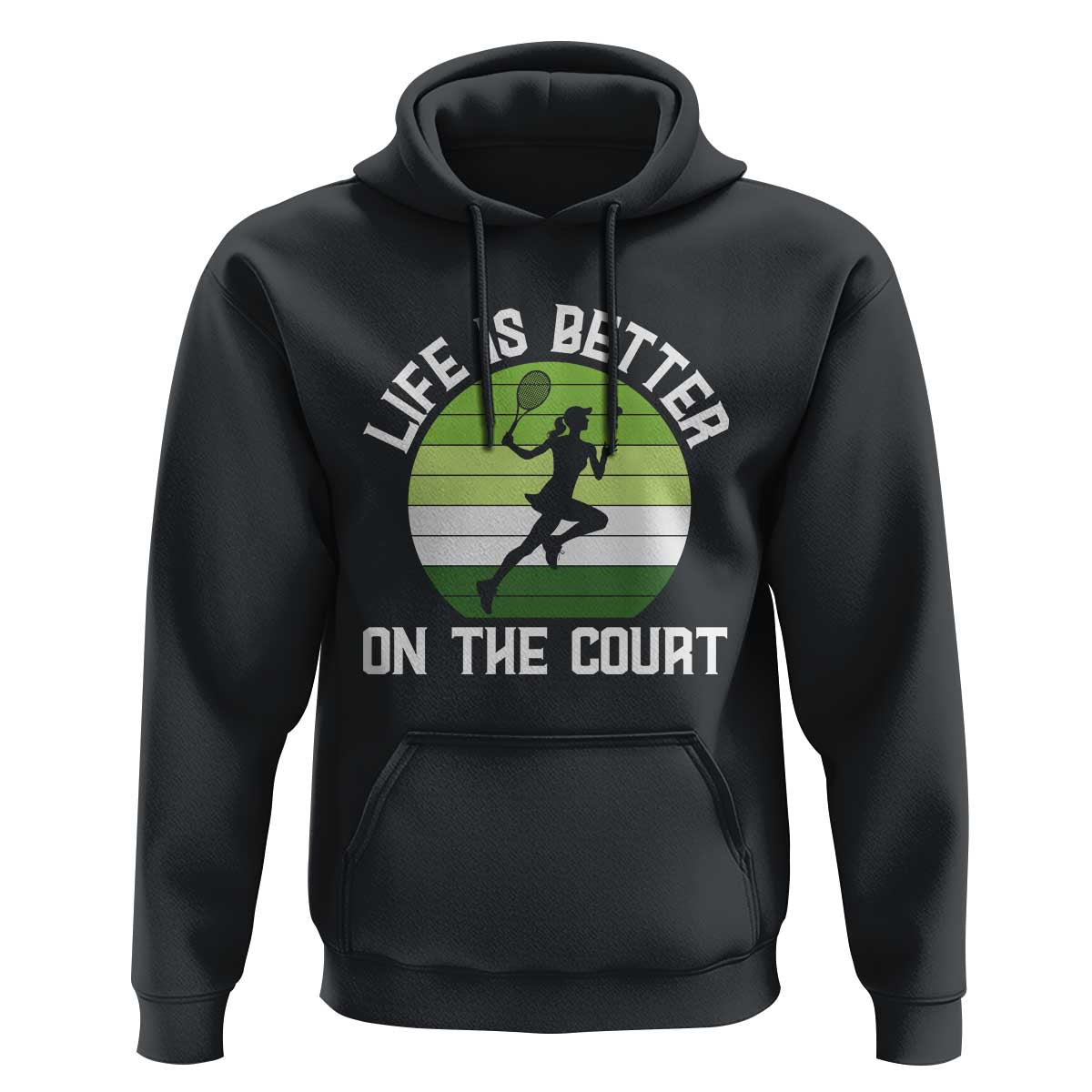 Life Is Better On The Court Hoodie Vintage Retro Tennis Girl Gift - Wonder Print Shop