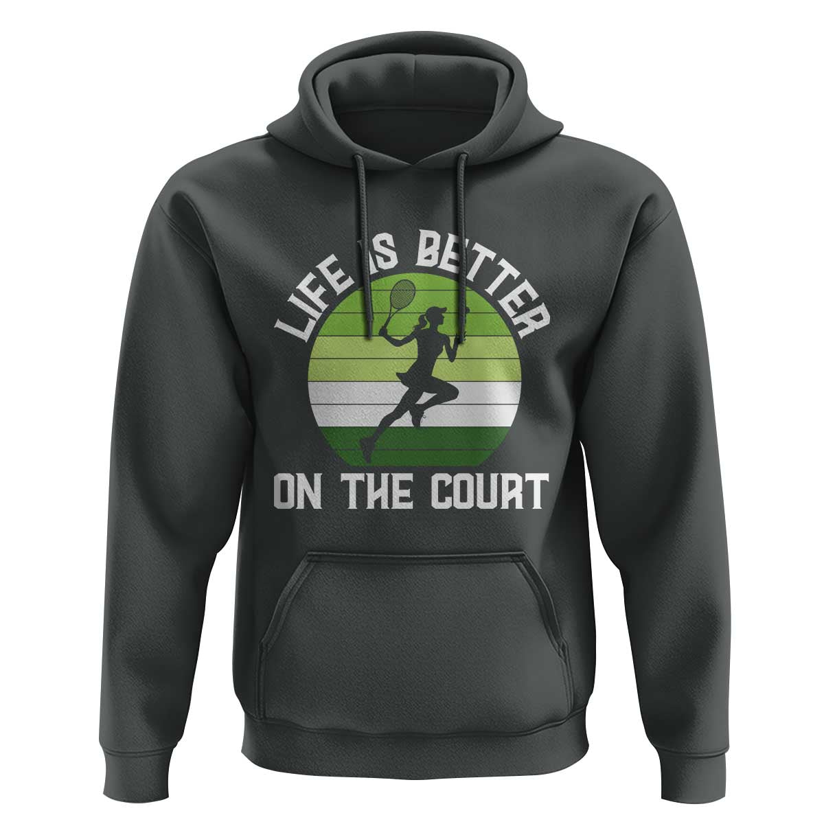 Life Is Better On The Court Hoodie Vintage Retro Tennis Girl Gift - Wonder Print Shop