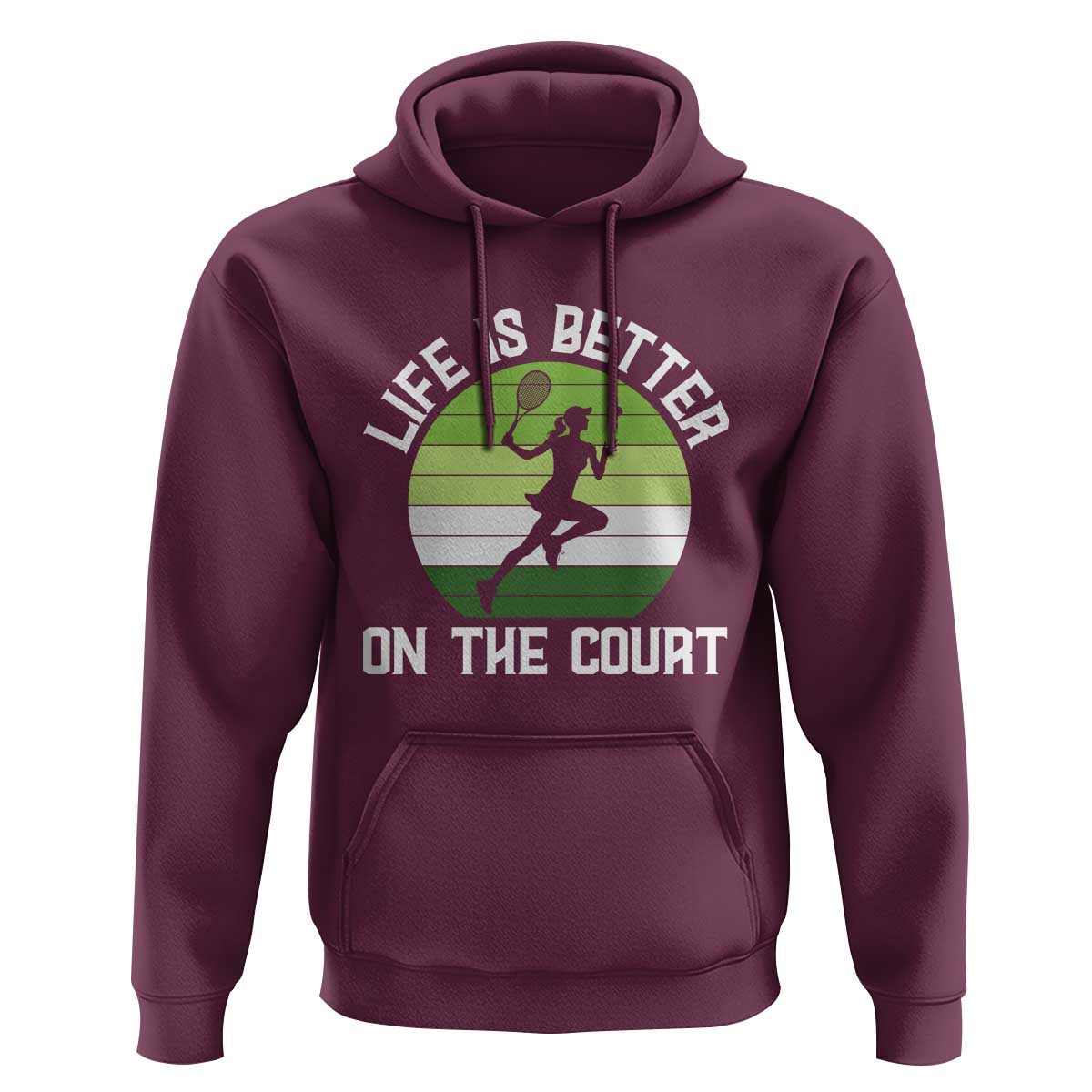Life Is Better On The Court Hoodie Vintage Retro Tennis Girl Gift - Wonder Print Shop