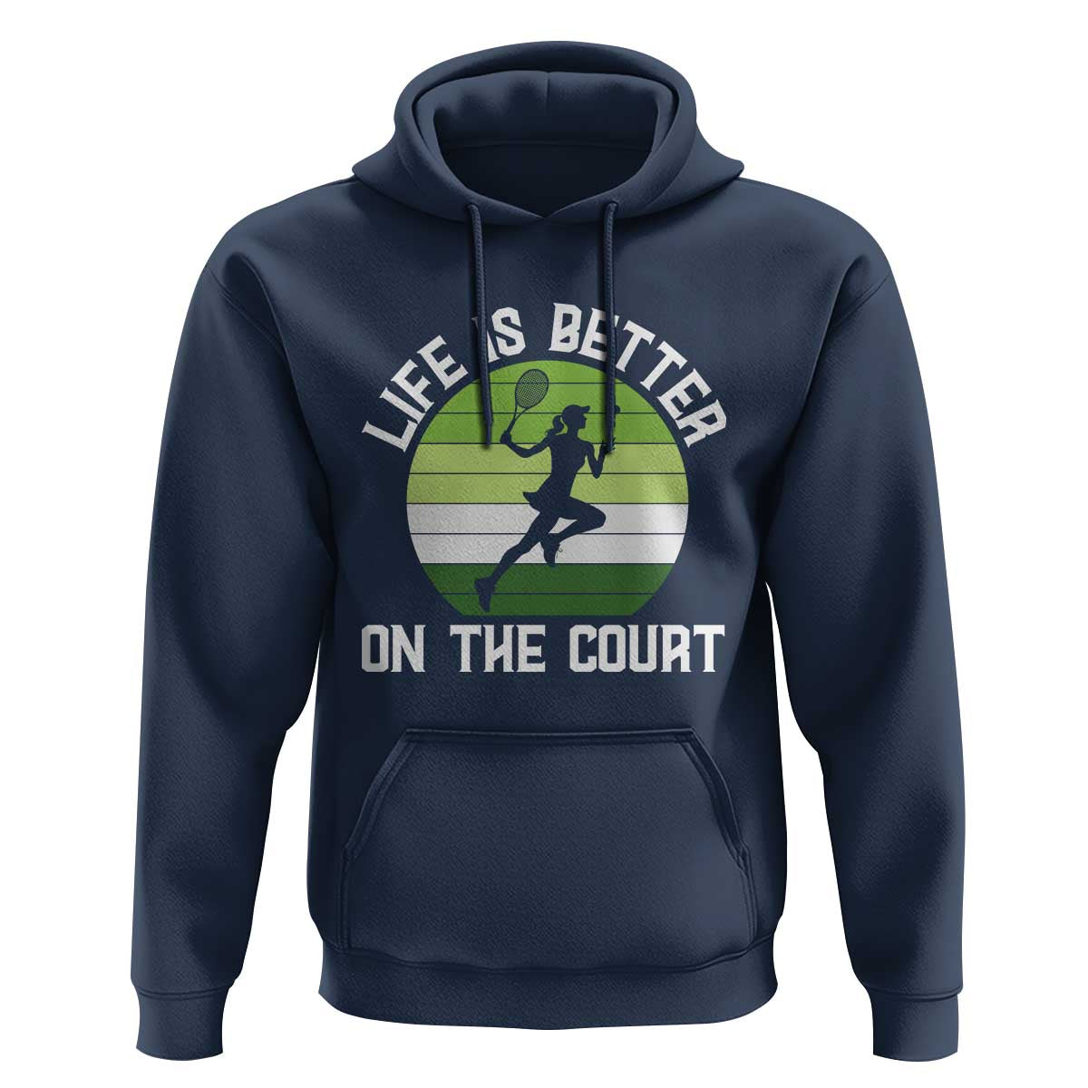 Life Is Better On The Court Hoodie Vintage Retro Tennis Girl Gift - Wonder Print Shop