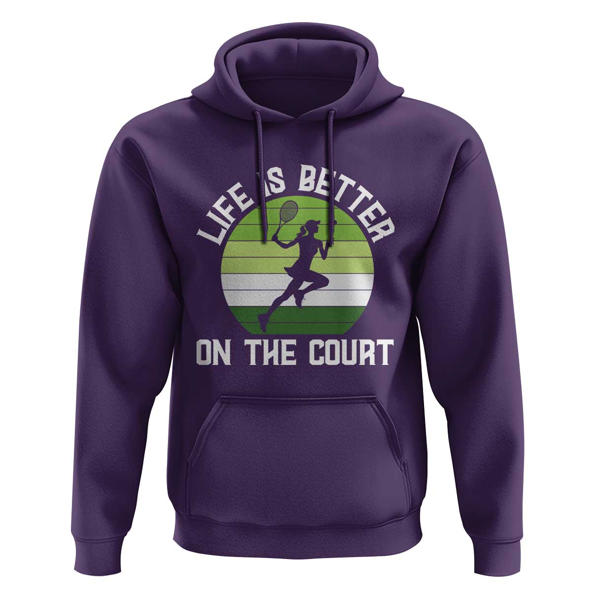 Life Is Better On The Court Hoodie Vintage Retro Tennis Girl Gift - Wonder Print Shop