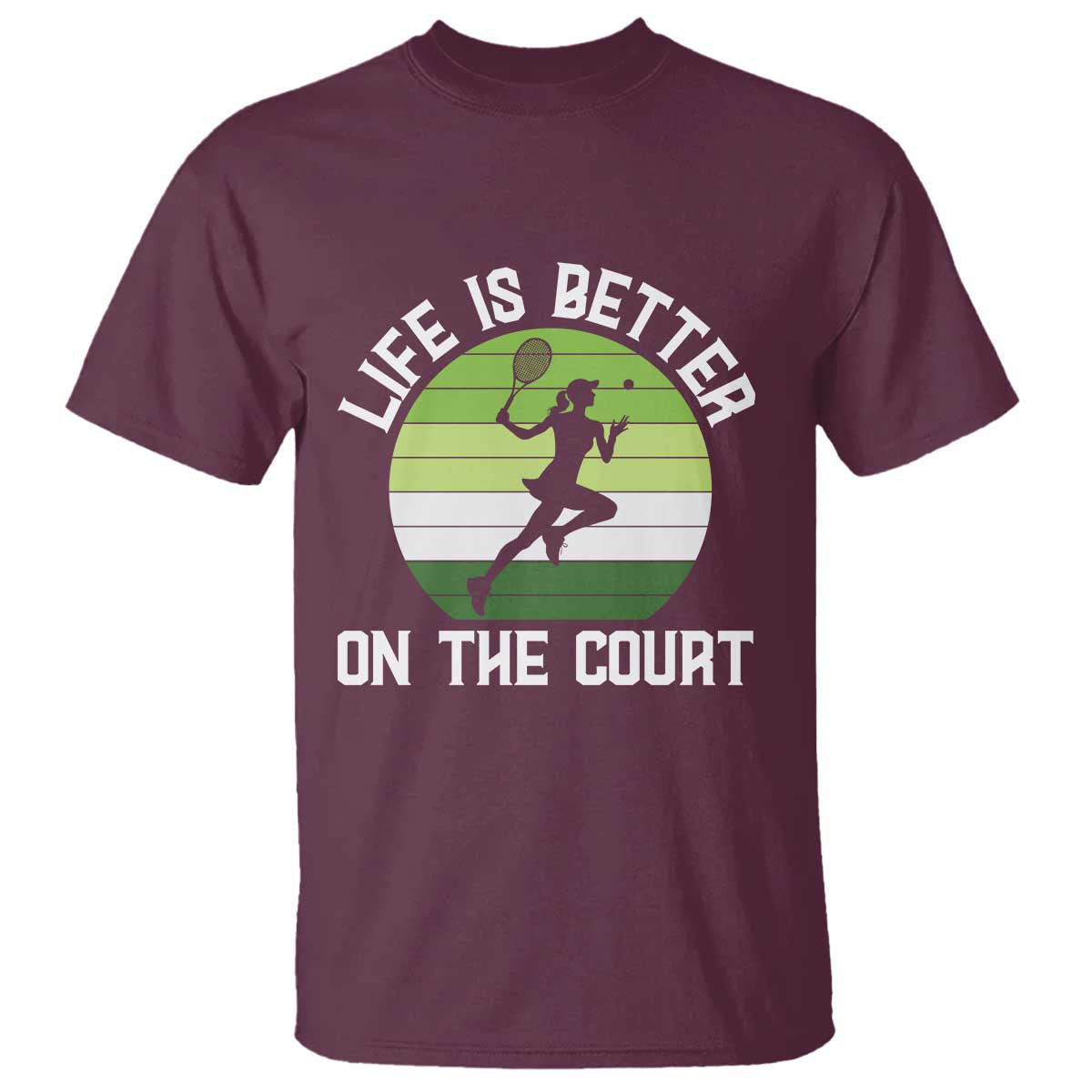 Life Is Better On The Court T Shirt Vintage Retro Tennis Girl Gift - Wonder Print Shop