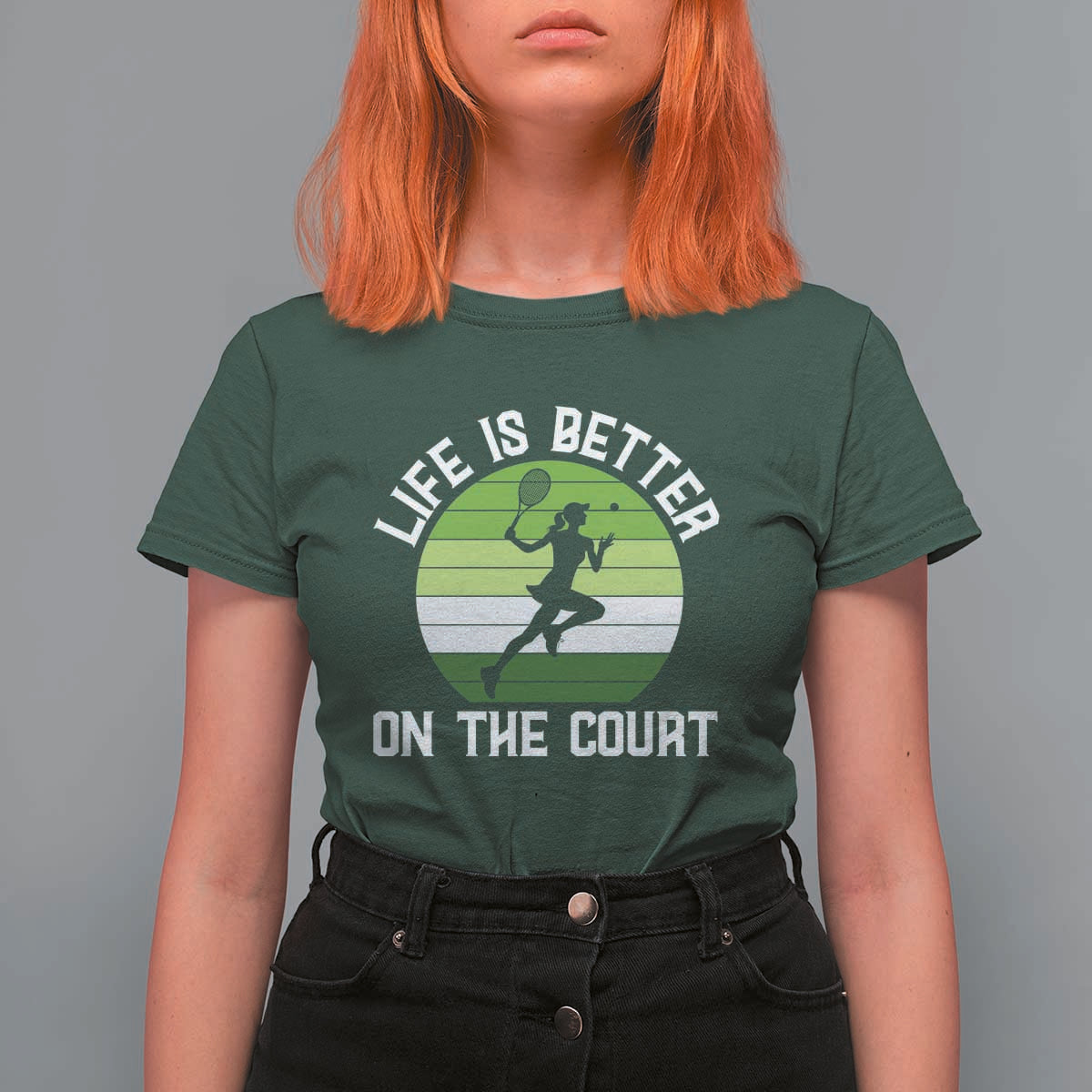 Life Is Better On The Court T Shirt For Women Vintage Retro Tennis Girl Gift - Wonder Print Shop