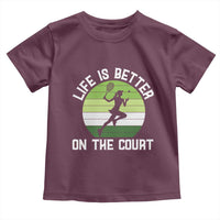 Life Is Better On The Court Toddler T Shirt Vintage Retro Tennis Girl Gift - Wonder Print Shop
