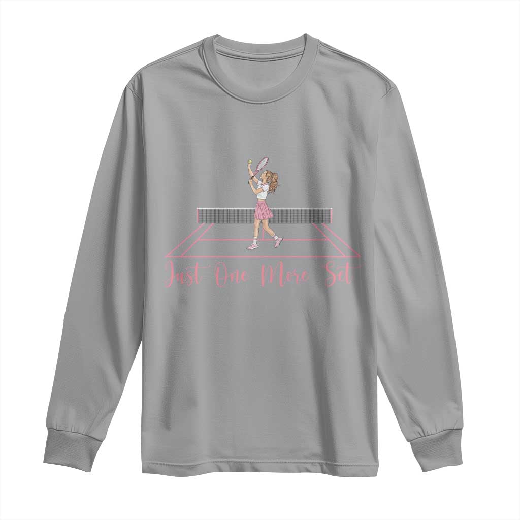 Just One More Set Long Sleeve Shirt Funny Tennis Player Gift For Women - Wonder Print Shop
