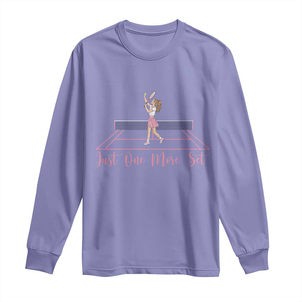 Just One More Set Long Sleeve Shirt Funny Tennis Player Gift For Women - Wonder Print Shop