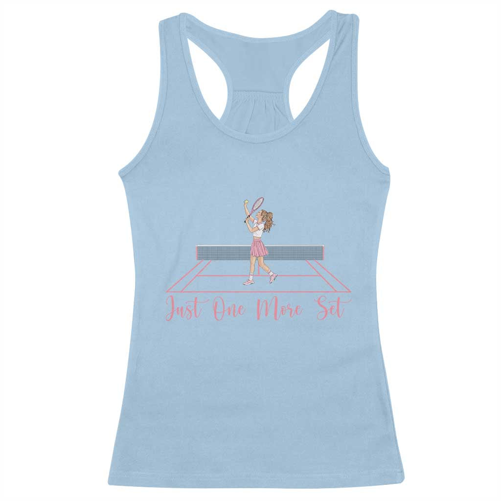Just One More Set Racerback Tank Top Funny Tennis Player Gift For Women - Wonder Print Shop