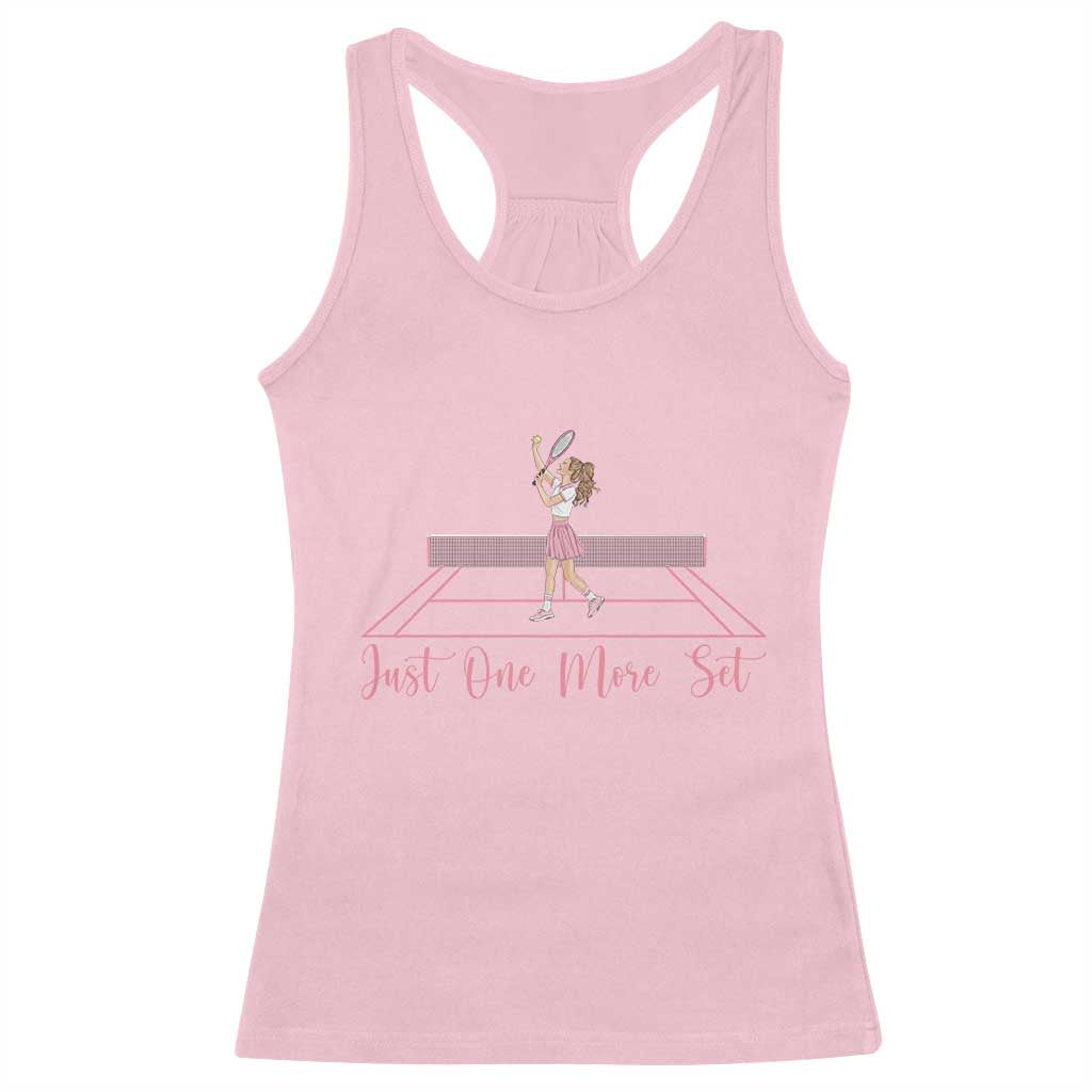 Just One More Set Racerback Tank Top Funny Tennis Player Gift For Women - Wonder Print Shop