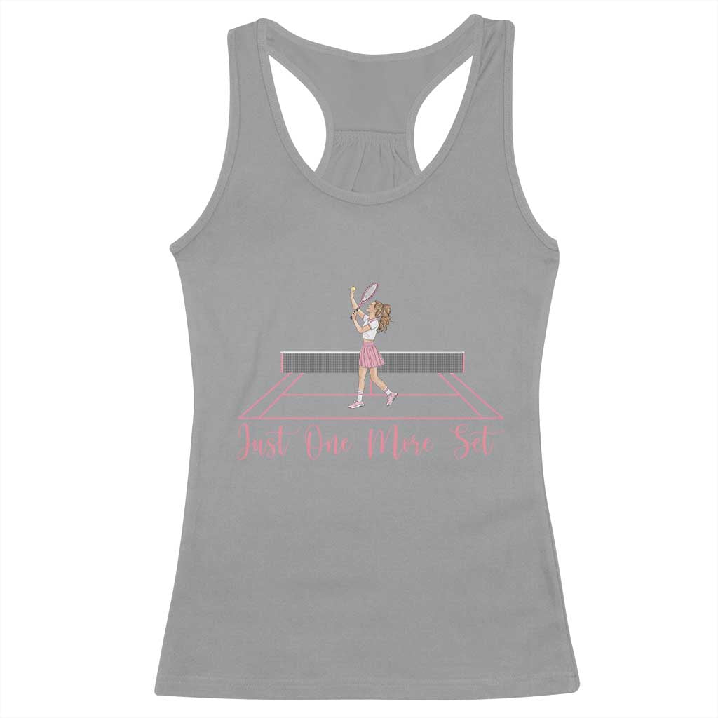 Just One More Set Racerback Tank Top Funny Tennis Player Gift For Women - Wonder Print Shop