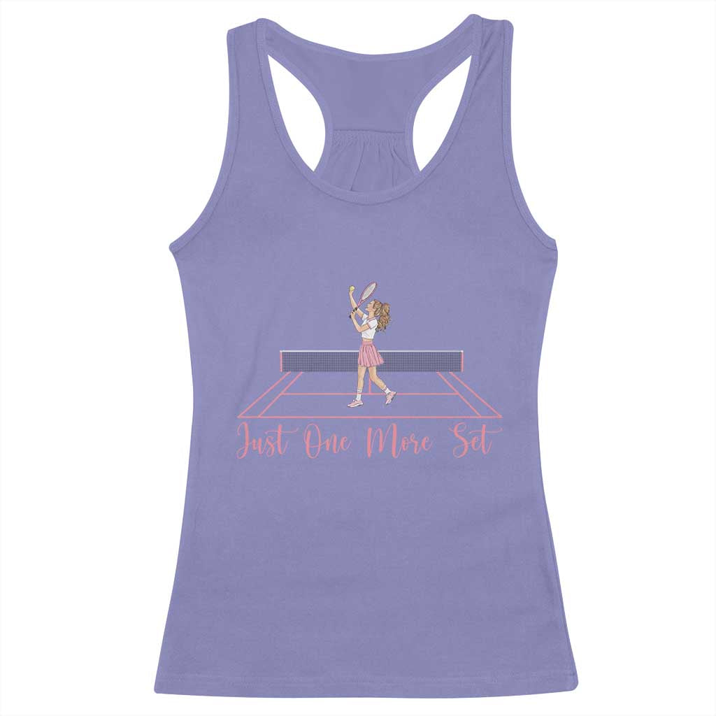 Just One More Set Racerback Tank Top Funny Tennis Player Gift For Women - Wonder Print Shop