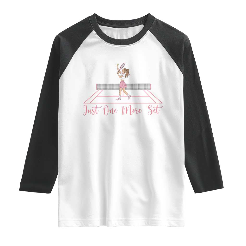 Just One More Set Raglan Shirt Funny Tennis Player Gift For Women - Wonder Print Shop