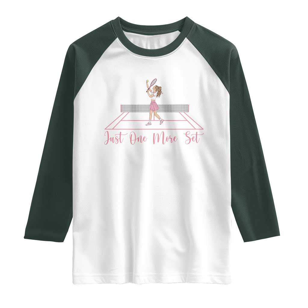 Just One More Set Raglan Shirt Funny Tennis Player Gift For Women - Wonder Print Shop