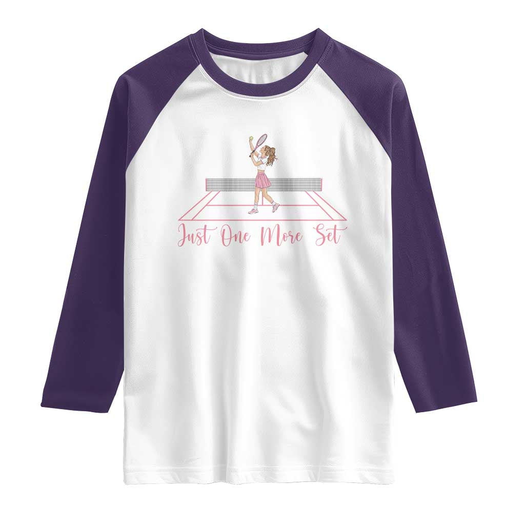 Just One More Set Raglan Shirt Funny Tennis Player Gift For Women - Wonder Print Shop